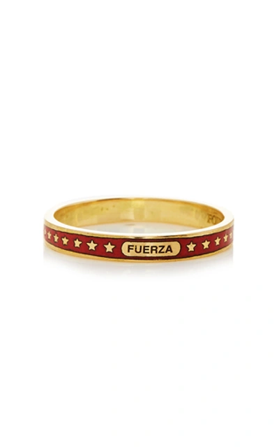 Shop Foundrae Strength 18k Gold Enamel Ring In Red
