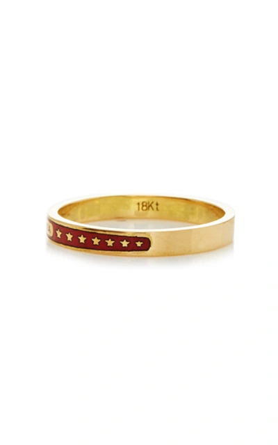 Shop Foundrae Strength 18k Gold Enamel Ring In Red