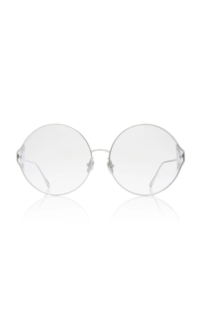 Shop Linda Farrow Oversized Round-frame Metal Sunglasses In Grey