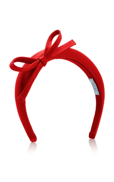 Shop Prada Embellished Silk-satin Headband In Red