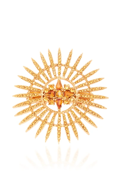 Shop Oscar De La Renta Crystal-embellished Hair Clip  In Gold