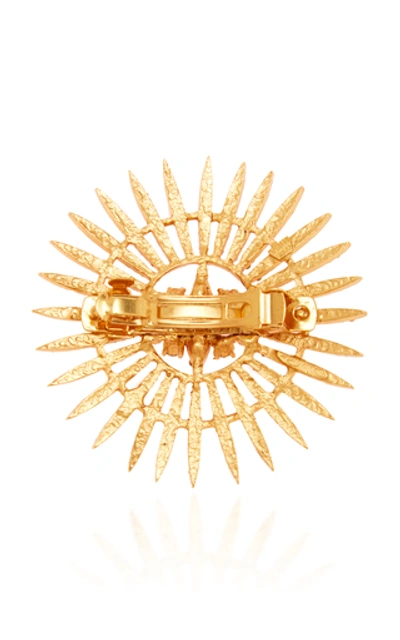 Shop Oscar De La Renta Crystal-embellished Hair Clip  In Gold