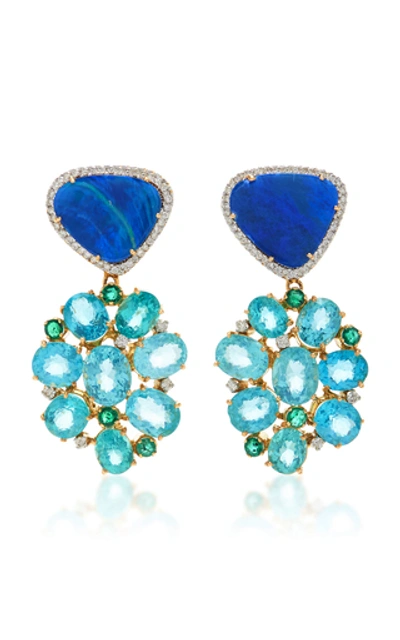 Shop Amrapali Opal, Emerald, And Diamond Earrings In Blue