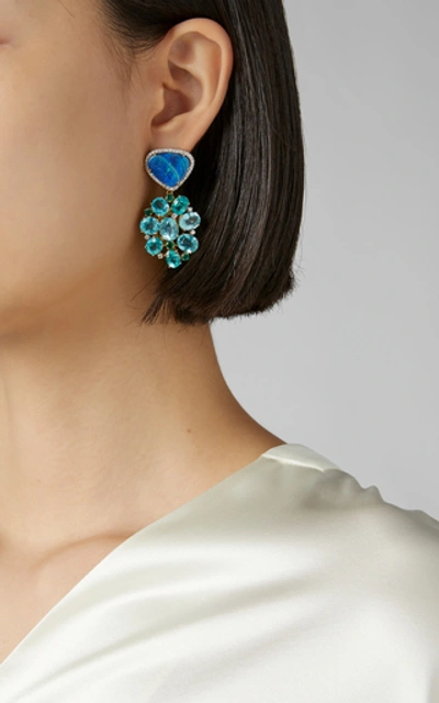 Shop Amrapali Opal, Emerald, And Diamond Earrings In Blue