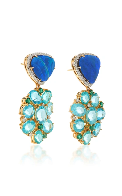 Shop Amrapali Opal, Emerald, And Diamond Earrings In Blue