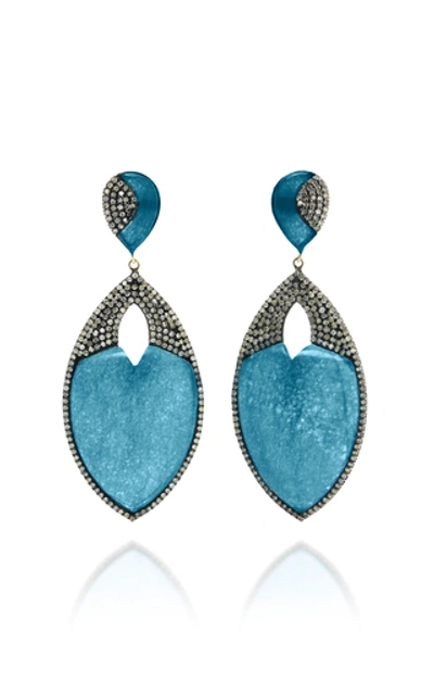 Shop Amrapali Almond Shape Earrings In Blue