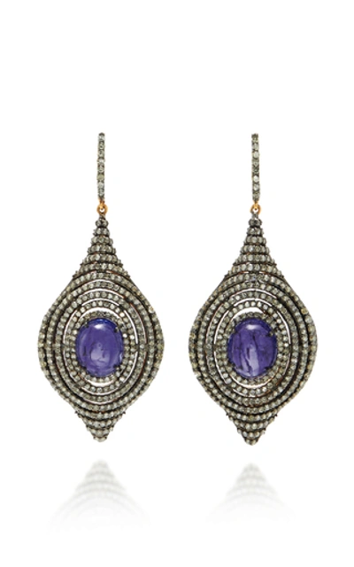 Shop Amrapali Middle Stone Drop Earrings In Blue