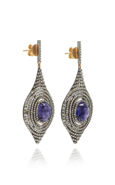 Shop Amrapali Middle Stone Drop Earrings In Blue