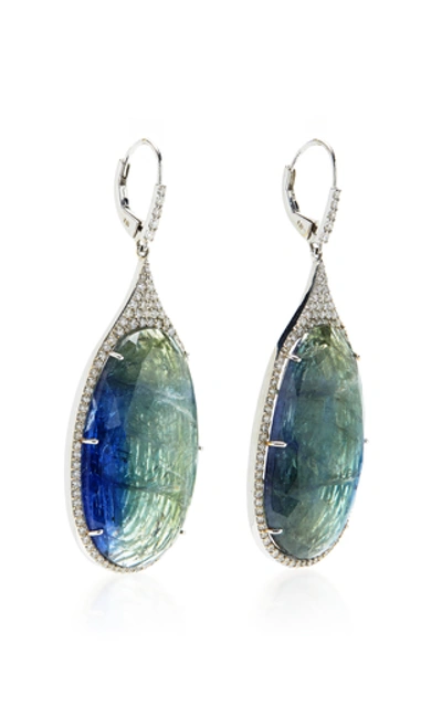 Shop Amrapali Tanzanite Emerald And White Diamond Drop Earrings In Blue