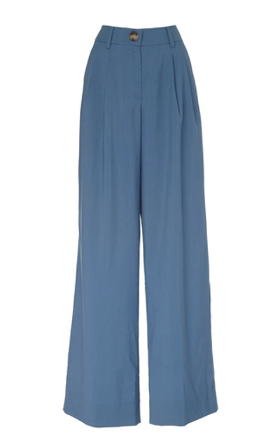 Shop Rejina Pyo Eddie High-waisted Wool Wide-leg Pants In Blue