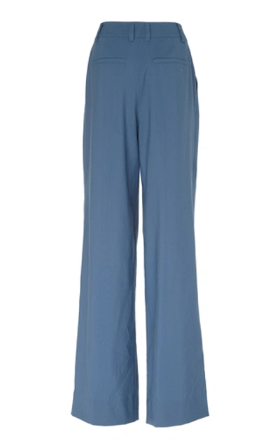 Shop Rejina Pyo Eddie High-waisted Wool Wide-leg Pants In Blue
