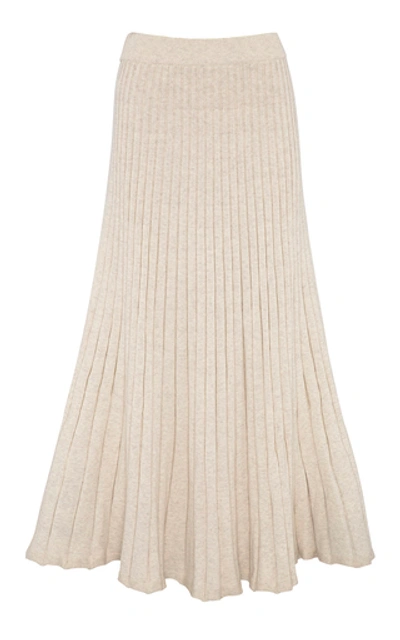 Shop Anna Quan Cleo Pleated Cotton Maxi Skirt In Neutral