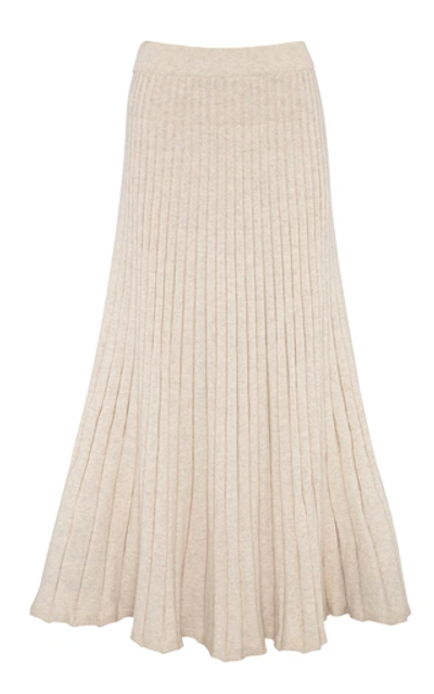 Shop Anna Quan Cleo Pleated Cotton Maxi Skirt In Neutral