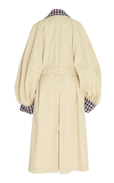 Shop Jw Anderson Plaid Contrast Cotton Trench Coat In Neutral
