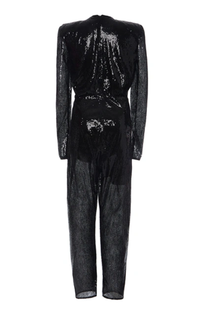 Shop Attico Sequin-embellished Jumpsuit In Black