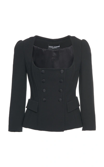 Shop Dolce & Gabbana Double-breasted Wool Blazer In Black