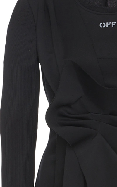 Shop Off-white Logo-printed Wrap Midi Dress In Black