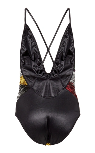 Shop Missoni Sequin-embellished One-piece Swimsuit In Multi