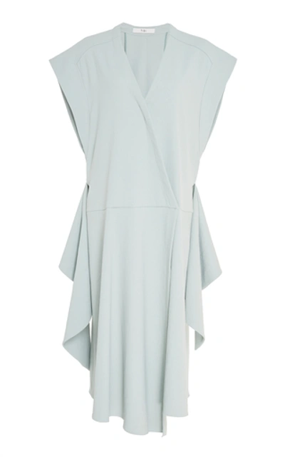 Shop Tibi Chalky Draped Crepe Wrap Dress In Green