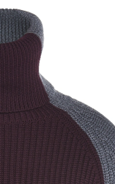 Shop Victoria Victoria Beckham Color-blocked Wool-blend Sweater In Orange