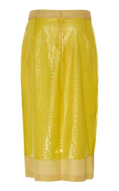 Shop Sies Marjan Sula High-waisted Embossed Plastic Midi Skirt In Yellow