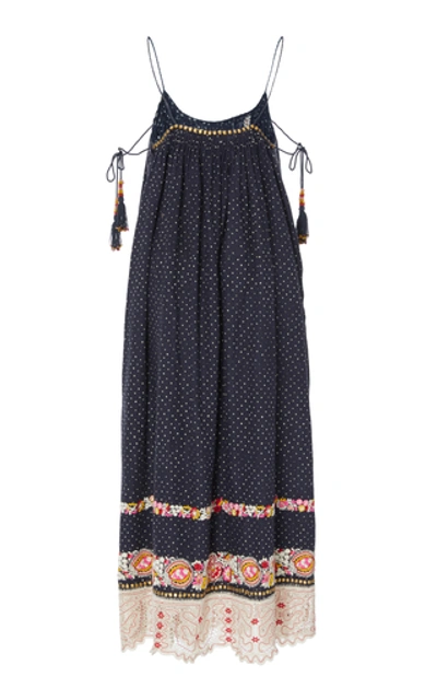 Shop Ulla Johnson Nara Multi-print Linen-cotton Maxi Dress In Blue