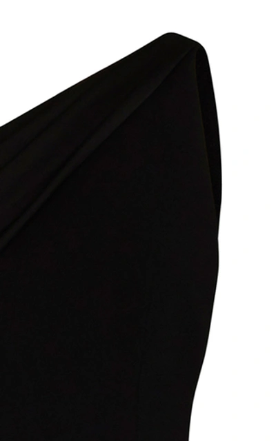 Shop Alex Perry Hollis One Shoulder Satin Crepe Gown In Black