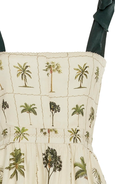 Shop Agua By Agua Bendita Herbarium Floral-print Linen Maxi Dress In Neutral