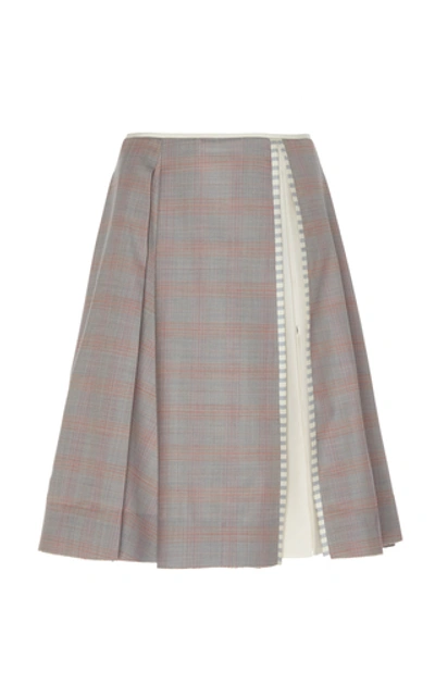 Shop Alexandre Blanc Pleated Wool-blend Skirt In Neutral