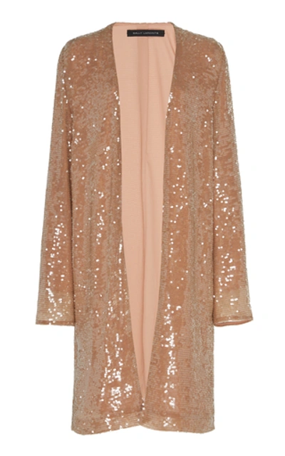 Shop Sally Lapointe Sequined Crepe Jacket In Brown