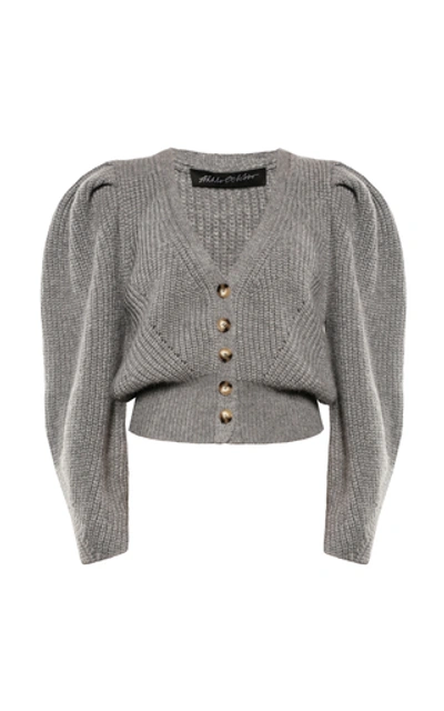 Shop Anna October Kelly Wool-blend Cardigan Sweater In Grey