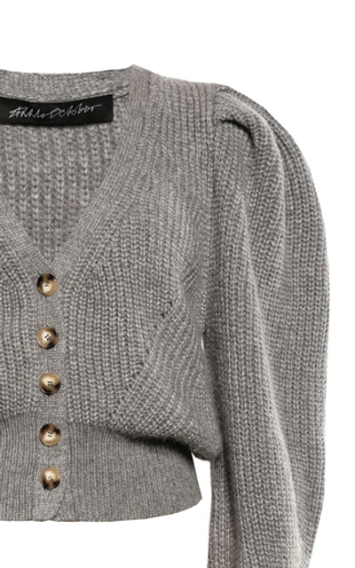 Shop Anna October Kelly Wool-blend Cardigan Sweater In Grey