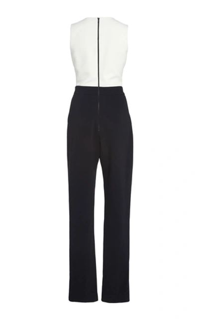 Shop David Koma Corset Waist Tulle-trimmed Jumpsuit In Black