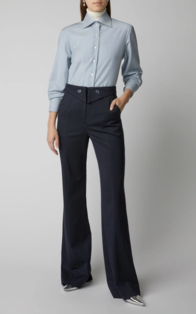 Shop Palmer Harding Palmer//harding Crepe Flared Pants In Navy