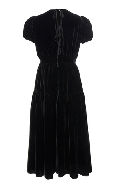 Shop Cecilie Bahnsen Velvet Puff Sleeve Tia Gown In Black