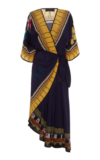 Shop Etro Printed Silk Asymmetric Wrap Dress In Multi