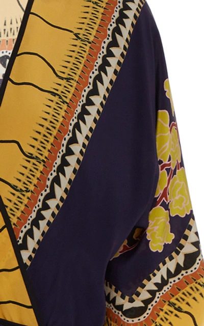 Shop Etro Printed Silk Asymmetric Wrap Dress In Multi