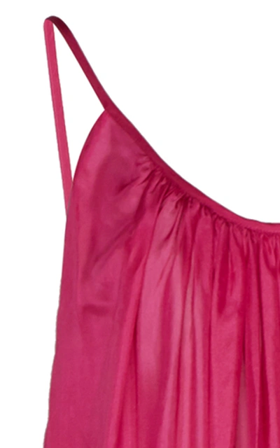Shop Kalita Brigitte Gathered Silk Maxi Dress In Pink
