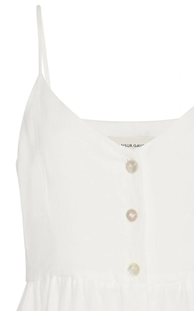 Shop Mansur Gavriel Linen Midi Dress In White