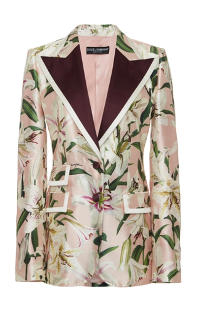 Shop Dolce & Gabbana Floral-print Silk-blend Satin Blazer