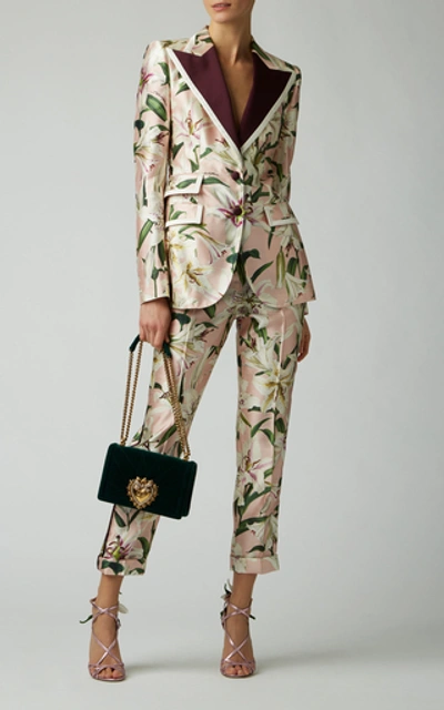 Shop Dolce & Gabbana Floral-print Silk-blend Satin Blazer