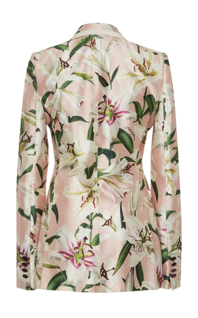 Shop Dolce & Gabbana Floral-print Silk-blend Satin Blazer