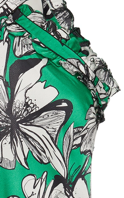 Shop Alexis Erica Floral-print Satin Halterneck Mini Dress