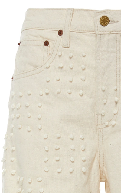 Shop B Sides Plein Embroidered High-rise Straight-leg Jeans In White