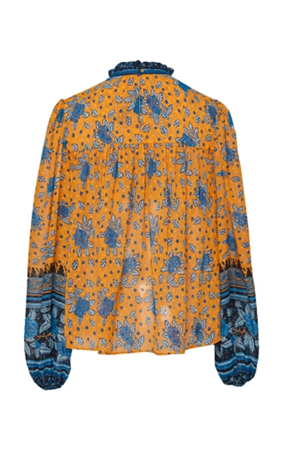 Shop Ulla Johnson Cass Printed Silk-blend Top In Orange