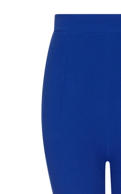 Shop Safiyaa Halluana Crepe Flared Trousers In Blue