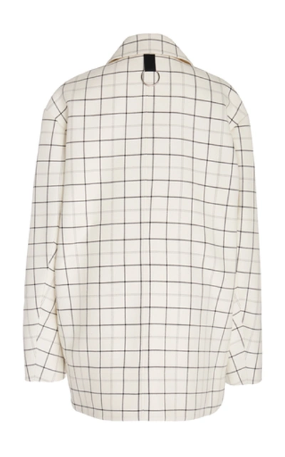 Shop Tibi Oversized Checked Twill Top  In Black/white