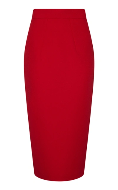 Shop Safiyaa Hokoku Midi Crepe Skirt In Red