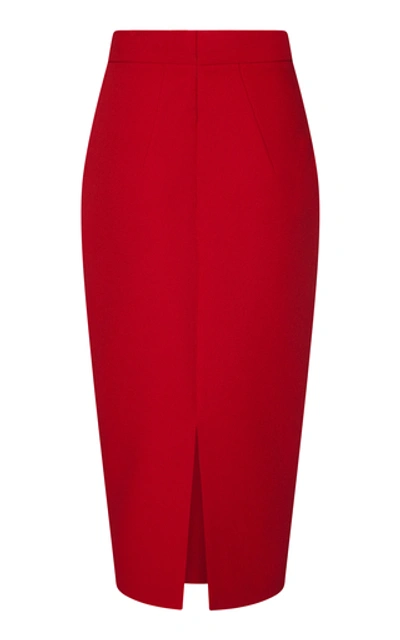 Shop Safiyaa Hokoku Midi Crepe Skirt In Red