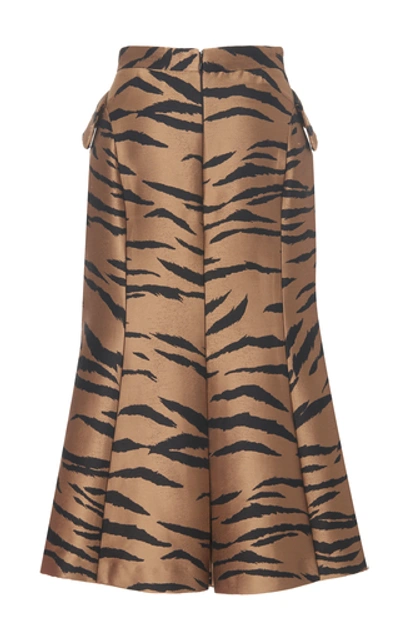 Shop Carolina Herrera Tiger Printed Jacquard Midi Skirt In Animal